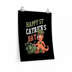 Wall Art Posters Prints - Happy St Catrick's Day Cat Clover