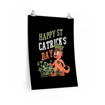 Wall Art Posters Prints - Happy St Catrick's Day Cat Clover