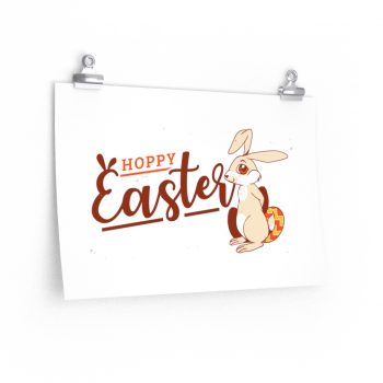 Wall Art Posters Prints - Hoppy Easter Happy Easter Bunny Eggs