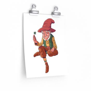 Wall Art Posters Prints - Leprechaun Holding Shamrock Clover