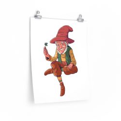 Wall Art Posters Prints - Leprechaun Holding Shamrock Clover