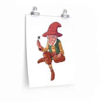 Wall Art Posters Prints - Leprechaun Holding Shamrock Clover