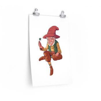 Wall Art Posters Prints - Leprechaun Holding Shamrock Clover