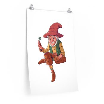 Wall Art Posters Prints - Leprechaun Holding Shamrock Clover