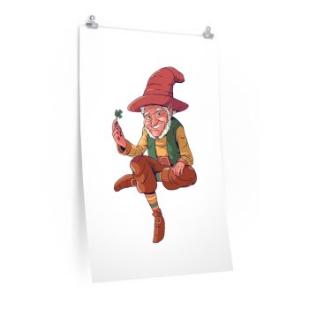 Wall Art Posters Prints - Leprechaun Holding Shamrock Clover