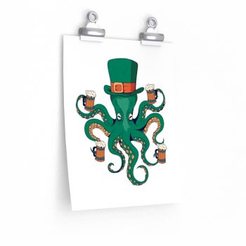 Wall Art Posters Prints - Leprechaun Octopus St Patricks Beer Stein