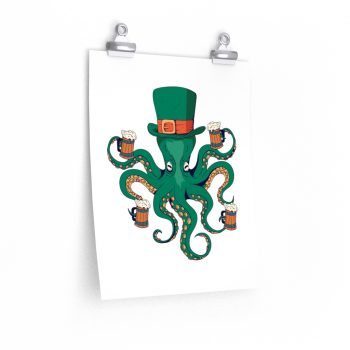 Wall Art Posters Prints - Leprechaun Octopus St Patricks Beer Stein