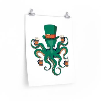 Wall Art Posters Prints - Leprechaun Octopus St Patricks Beer Stein