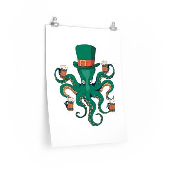 Wall Art Posters Prints - Leprechaun Octopus St Patricks Beer Stein