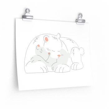 Wall Art Posters Prints - Polar Bear Mom and Baby