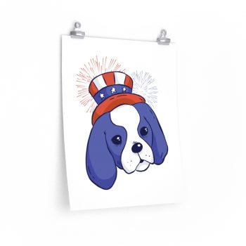 Wall Art Posters Prints - Ragnar Dog American Puppy 4th July Hat