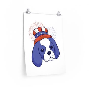 Wall Art Posters Prints - Ragnar Dog American Puppy 4th July Hat