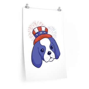 Wall Art Posters Prints - Ragnar Dog American Puppy 4th July Hat