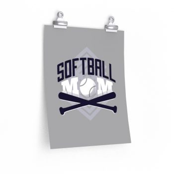 Wall Art Posters Prints - Softball Mom Grey - Baseball Bats