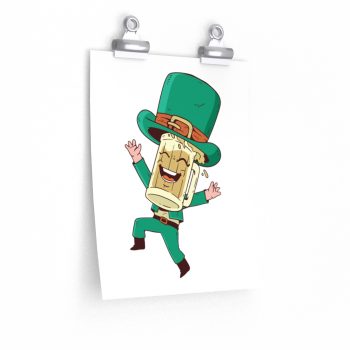 Wall Art Posters Prints - St Patrick's Day Leprechaun Beer Stein Cartoon