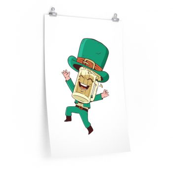 Wall Art Posters Prints - St Patrick's Day Leprechaun Beer Stein Cartoon