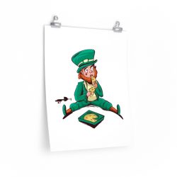 Wall Art Posters Prints - St Patrick's Day Leprechaun Eating Pizza