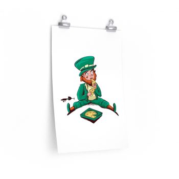 Wall Art Posters Prints - St Patrick's Day Leprechaun Eating Pizza