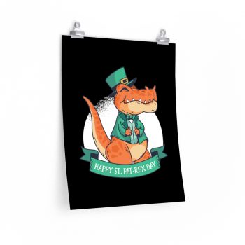 Wall Art Posters Prints - St Patrick Day T Rex Dinosaur