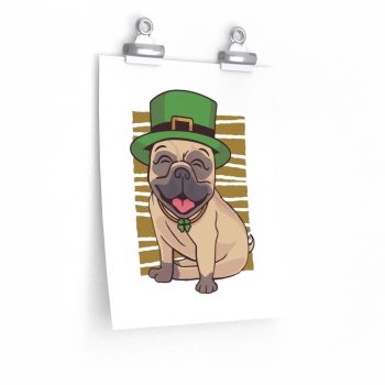 Wall Art Posters Prints - St Patricks Pug Dog Clover