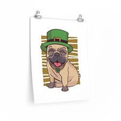 Wall Art Posters Prints - St Patricks Pug Dog Clover