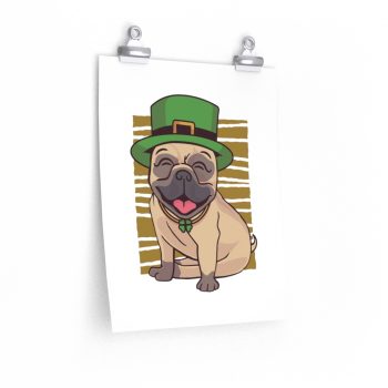 Wall Art Posters Prints - St Patricks Pug Dog Clover