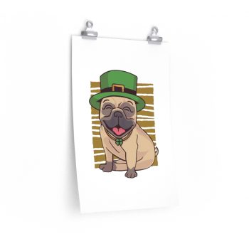 Wall Art Posters Prints - St Patricks Pug Dog Clover