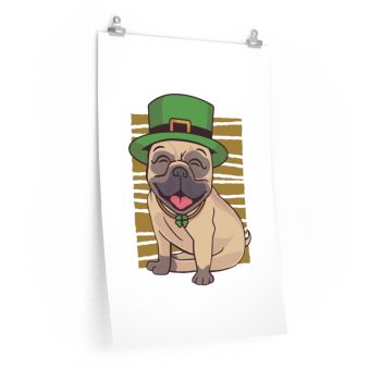 Wall Art Posters Prints - St Patricks Pug Dog Clover