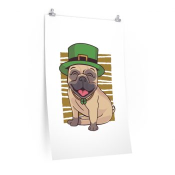 Wall Art Posters Prints - St Patricks Pug Dog Clover