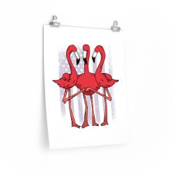 Wall Art Posters Prints - Three Flamingos American Flag