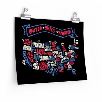 Wall Art Posters Prints - United States of America Text Map