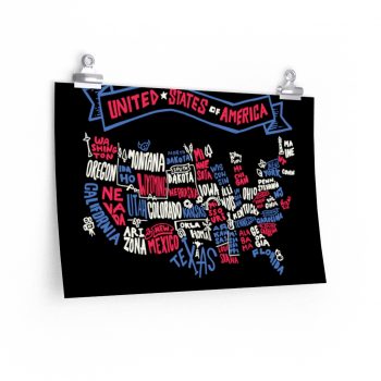 Wall Art Posters Prints - United States of America Text Map