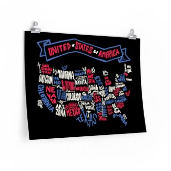 Wall Art Posters Prints - United States of America Text Map