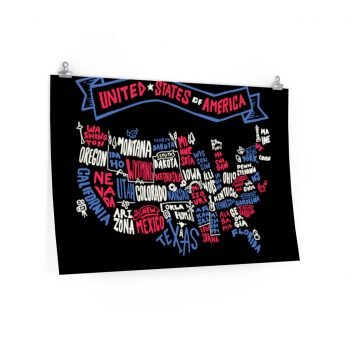 Wall Art Posters Prints - United States of America Text Map