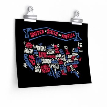 Wall Art Posters Prints - United States of America Text Map