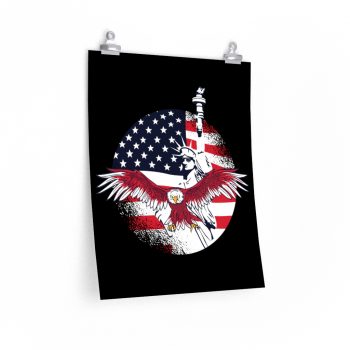 Wall Art Posters Prints - USA Flag American Eagle Statue of Liberty