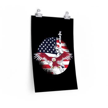 Wall Art Posters Prints - USA Flag American Eagle Statue of Liberty