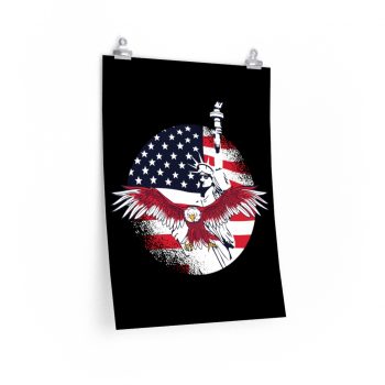 Wall Art Posters Prints - USA Flag American Eagle Statue of Liberty