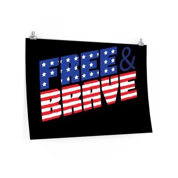 Wall Art Posters Prints - USA Flag Free and Brave