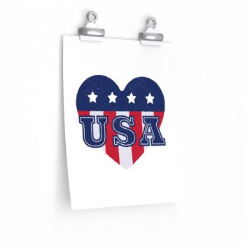 Wall Art Posters Prints - USA Flag Heart