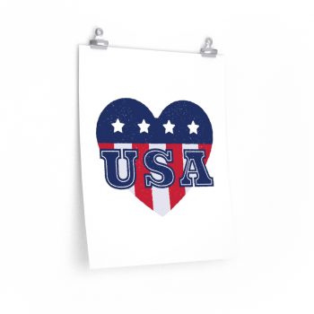 Wall Art Posters Prints - USA Flag Heart