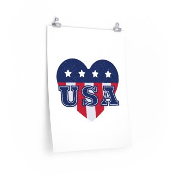 Wall Art Posters Prints - USA Flag Heart