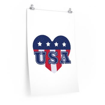 Wall Art Posters Prints - USA Flag Heart