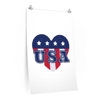 Wall Art Posters Prints - USA Flag Heart