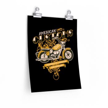 Wall Art Posters Prints - Vintage Motorcycle American Customs Powered