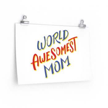 Wall Art Posters Prints - World Awesomest Mom Red Blue