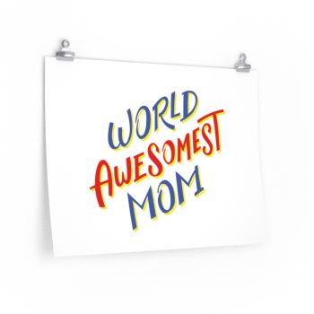 Wall Art Posters Prints - World Awesomest Mom Red Blue