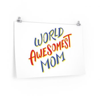 Wall Art Posters Prints - World Awesomest Mom Red Blue