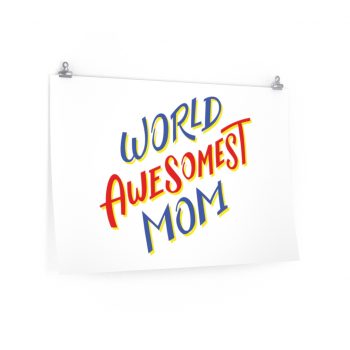 Wall Art Posters Prints - World Awesomest Mom Red Blue