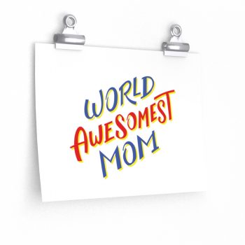 Wall Art Posters Prints - World Awesomest Mom Red Blue